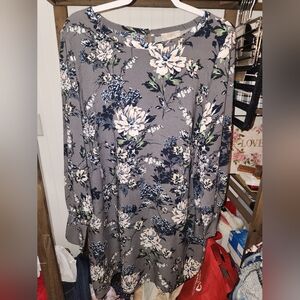 Gray floral pattern LOFT dress